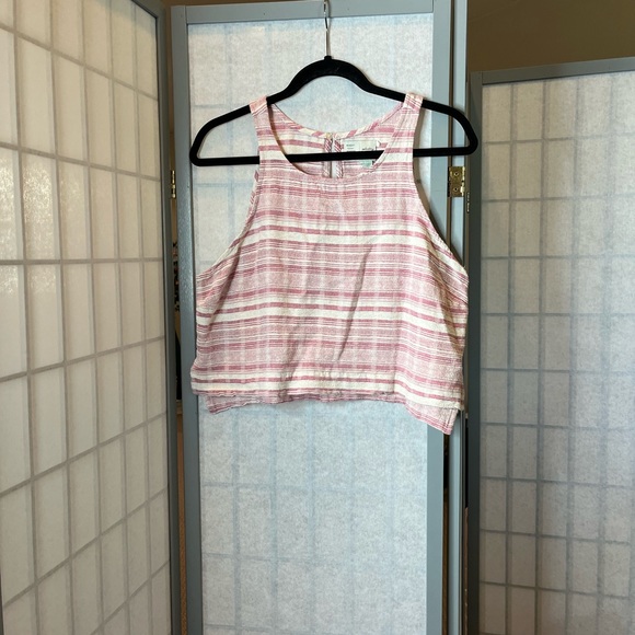 Anthropologie Tops - Anthropologie Saturday Sunday pink and cream striped cropped tank top